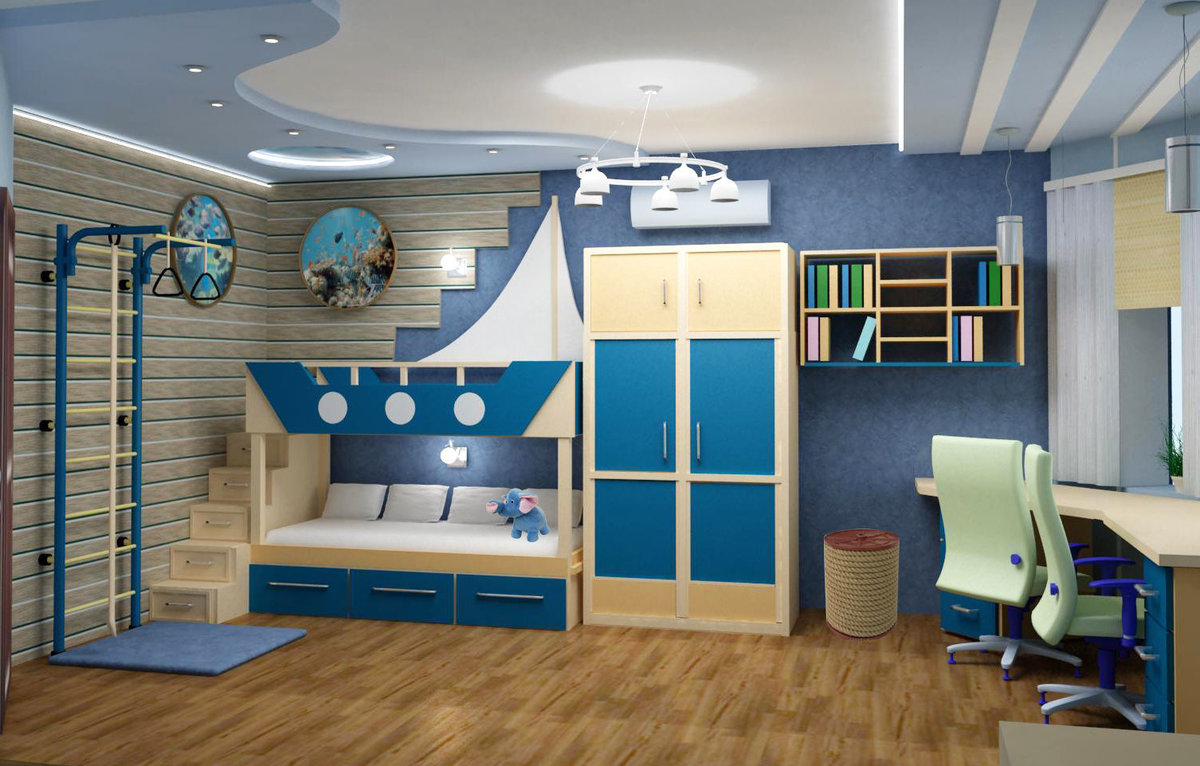 Выполнение дизайна интерьера детской комнаты